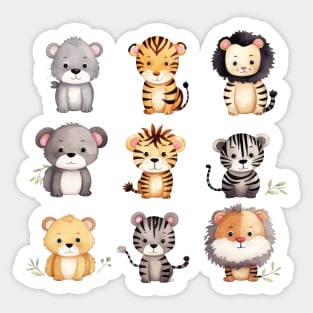 Cute Watercolour Animals Sticker